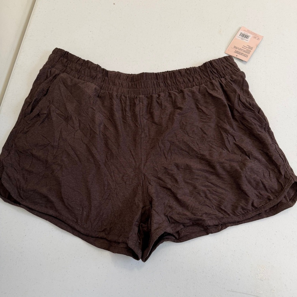 Danskin Womens XL Supersoft Tulip Hem Shorts Espresso Heather Brown D4463E NWT